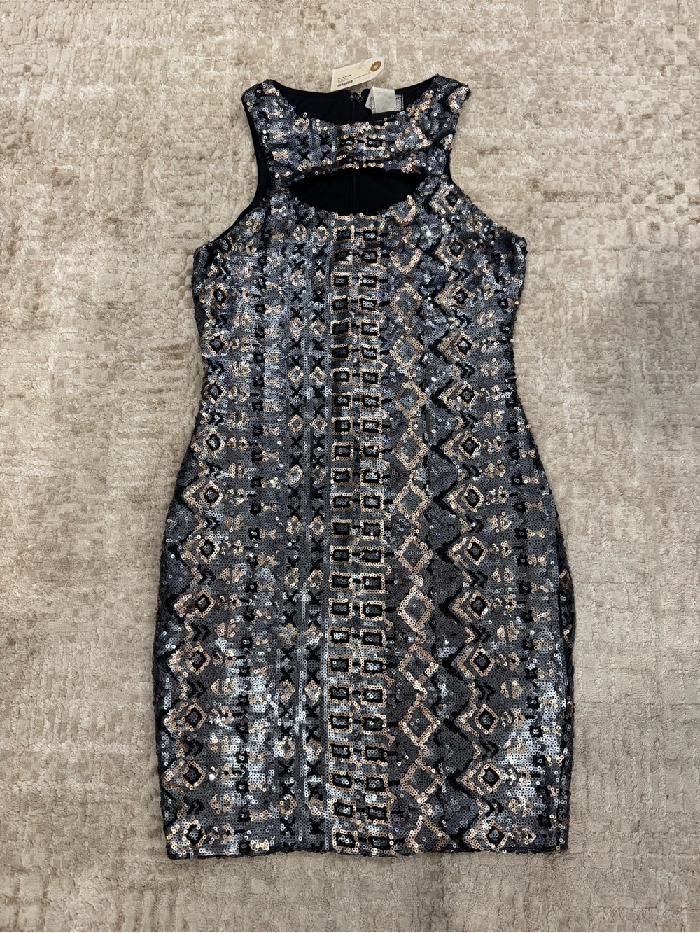 Va Va Voom Black and Silver Sequin Mini Dress